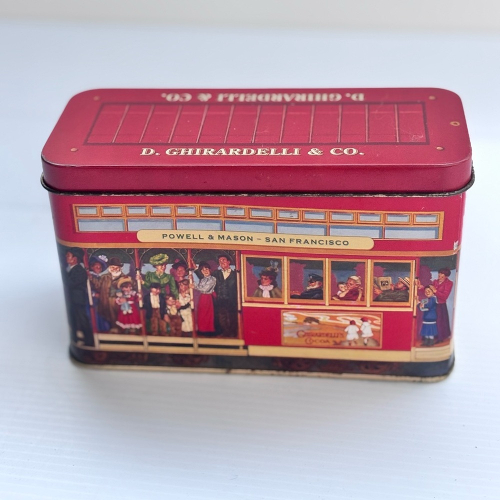 Ghirardelli San Francisco Cable Car Tin Storage Box 6x3 Vintage